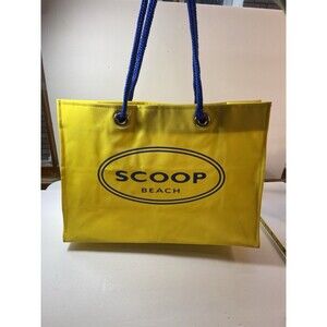 SCOOP Beach Tote Yellow Blue Shopping Bag Rubber Vinyl